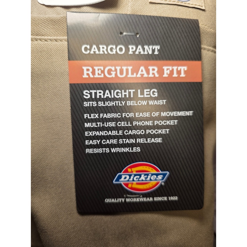 Dickies Flex Regular Fit Straight Leg Cargo Pants Mens 32x30 Khaki Workwear NEW - Picture 4 of 6